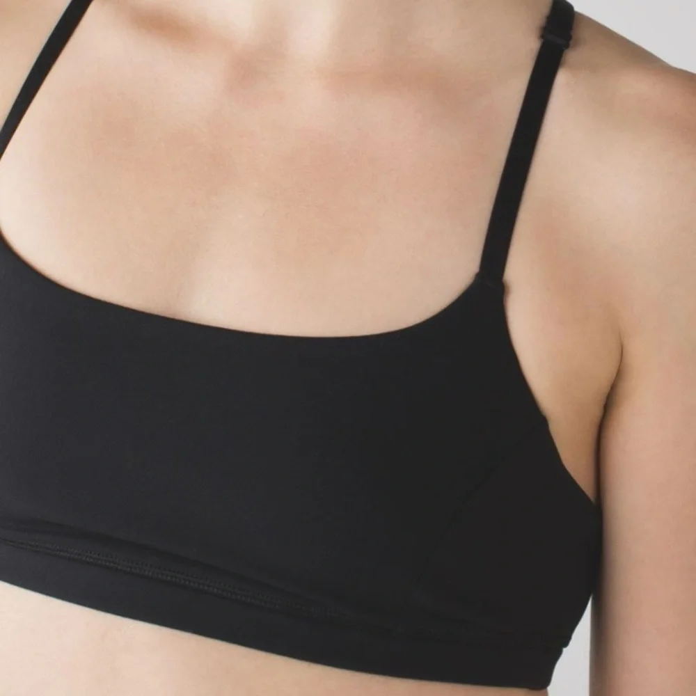 Lululemon True Self Bra II Black Strappy Back Yoga Sports Bra Size 10